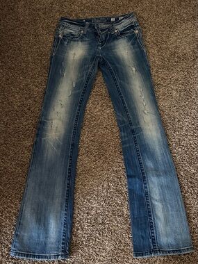 Miss Me Blue Faded Distressed Bootcut Jeans